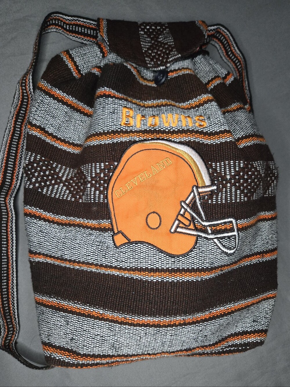 Cleveland Browns NFL Woven Baja Mexican Blanket Drawstring Backpack Rucksack